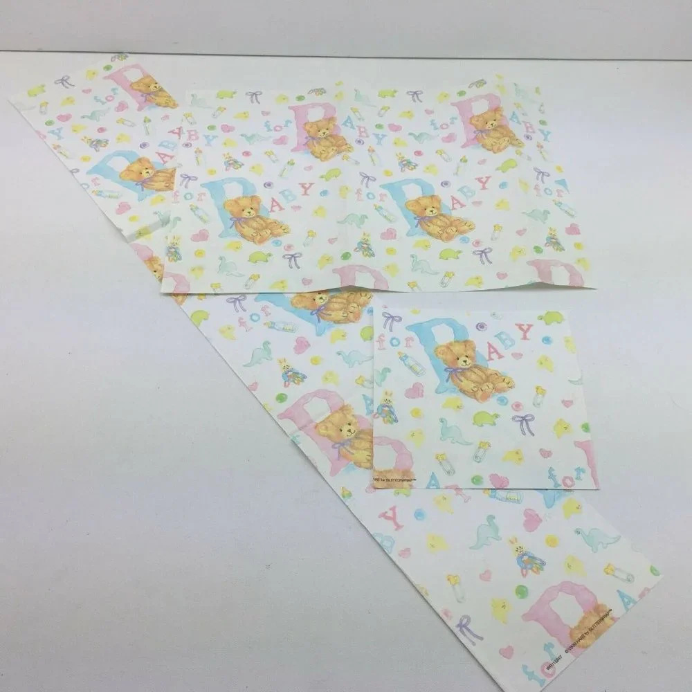 Baby Shower Gender Reveal Neutral Gift Printed Wrapping Paper Present Pink Blue